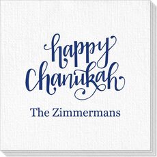 Hand Lettered Happy Chanukah Deville Napkins