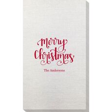 Hand Lettered Merry Christmas Bamboo Luxe Guest Towels
