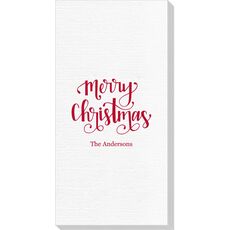 Hand Lettered Merry Christmas Deville Guest Towels
