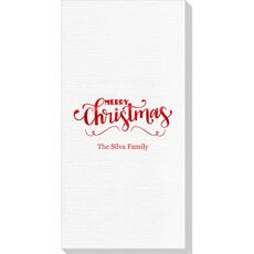 Hand Lettered Merry Christmas Scroll Deville Guest Towels
