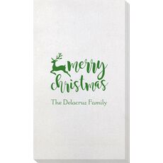 Merry Christmas Reindeer Bamboo Luxe Guest Towels