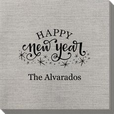 Hand Lettered Sparkle Happy New Year Bamboo Luxe Napkins