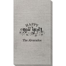 Hand Lettered Sparkle Happy New Year Bamboo Luxe Guest Towels