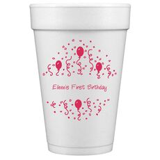 Balloons and Streamers Styrofoam Party Cups