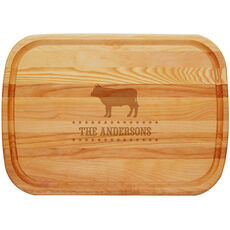 Personalized Cow Large 21-inch Wood Cutting Board