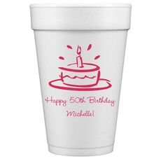Modern Birthday Cake Styrofoam Cups