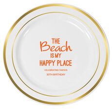 The Beach is My Happy Place Premium Banded Plastic Plates