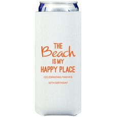 The Beach is My Happy Place Collapsible Slim Koozies