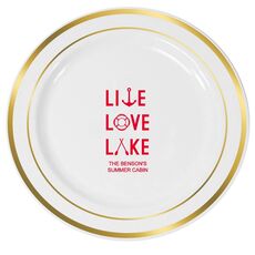 Live, Love, Lake Premium Banded Plastic Plates
