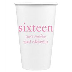 Big Number Sixteen Paper Coffee Cups