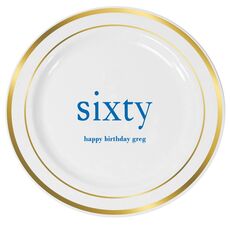 Big Number Sixty Premium Banded Plastic Plates