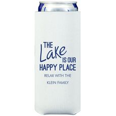 The Lake is Our Happy Place Collapsible Slim Koozies