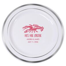 He's Her Lobster Premium Banded Plastic Plates