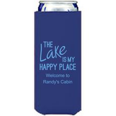 The Lake is My Happy Place Collapsible Slim Koozies