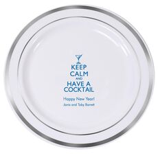 Keep Calm and Have a Cocktail Premium Banded Plastic Plates