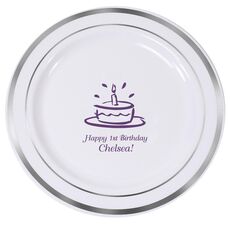 Modern Birthday Cake Premium Banded Plastic Plates