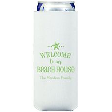 Welcome to Our Beach House Collapsible Slim Koozies
