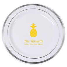 Hawaiian Pineapple Premium Banded Plastic Plates