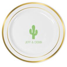 Desert Cactus Premium Banded Plastic Plates
