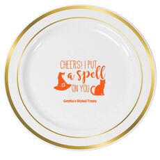 Spell On You Halloween Premium Banded Plastic Plates
