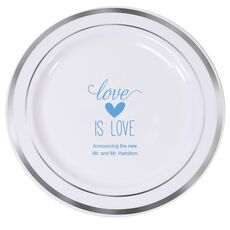 Love is Love Premium Banded Plastic Plates