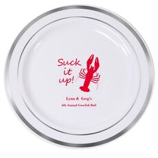 Crawfish Suck It Up Premium Banded Plastic Plates