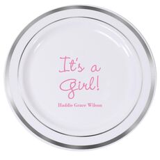 Sweet Baby Girl Premium Banded Plastic Plates