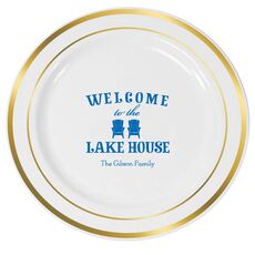 Welcome to the Lake House Premium Banded Plastic Plates