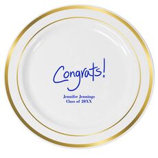 Fun Congrats Premium Banded Plastic Plates
