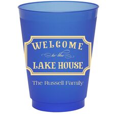 Welcome to the Lake House Sign Colored Shatterproof Cups