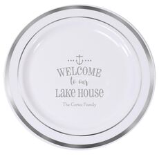 Welcome to Our Lake House Premium Banded Plastic Plates