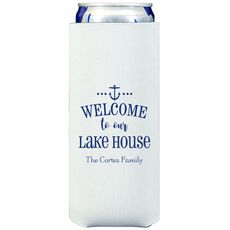 Welcome to Our Lake House Collapsible Slim Koozies