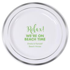 Relax We're on Beach Time Premium Banded Plastic Plates