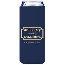 Welcome to the Lake House Sign Collapsible Slim Koozies