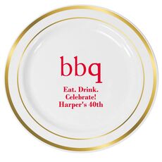 Big Word BBQ Premium Banded Plastic Plates