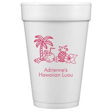 Tropical Hawaiian Luau Styrofoam Cups