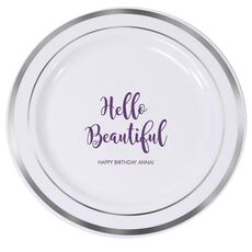 Hello Beautiful Premium Banded Plastic Plates
