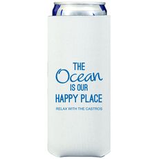The Ocean is Our Happy Place Collapsible Slim Koozies