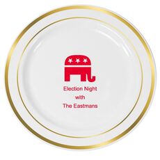 Patriotic Elephant Premium Banded Plastic Plates