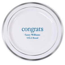 Big Word Congrats Premium Banded Plastic Plates