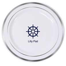 Nautical Wheel Premium Banded Plastic Plates