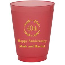 40th Wreath Colored Shatterproof Cups