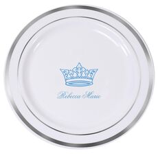 Delicate Princess Crown Premium Banded Plastic Plates