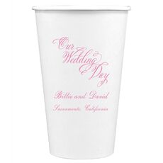 Elegant Our Wedding Day Paper Coffee Cups