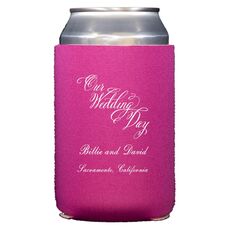 Elegant Our Wedding Day Collapsible Koozies