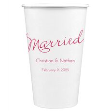 Expressive Script Married Paper Coffee Cups
