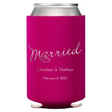 Expressive Script Married Collapsible Koozies