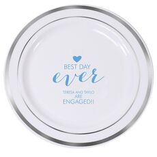 Best Day Ever with Heart Premium Banded Plastic Plates