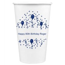 Balloons and Streamers Paper Coffee Cups