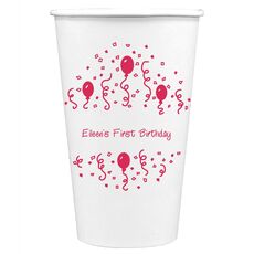 Balloons and Streamers Paper Coffee Cups